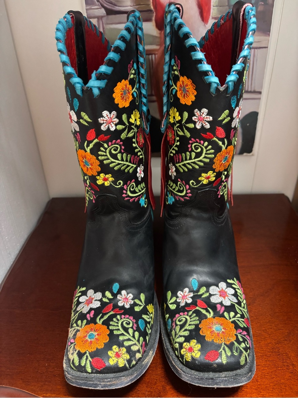 Floral Embroidered Western Heeled Boots- Rodeo Quincy “Carmen”Ariat Collab-Rare